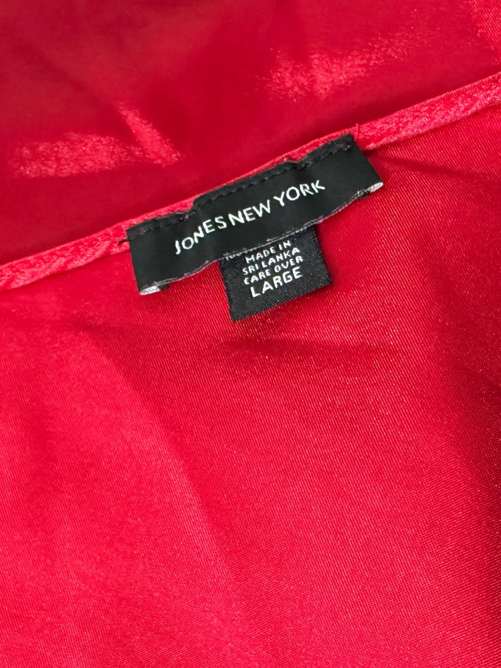 Y2K Jones New York Silky Red Satin V Neck Chemise with Cream Lace Trim Size L